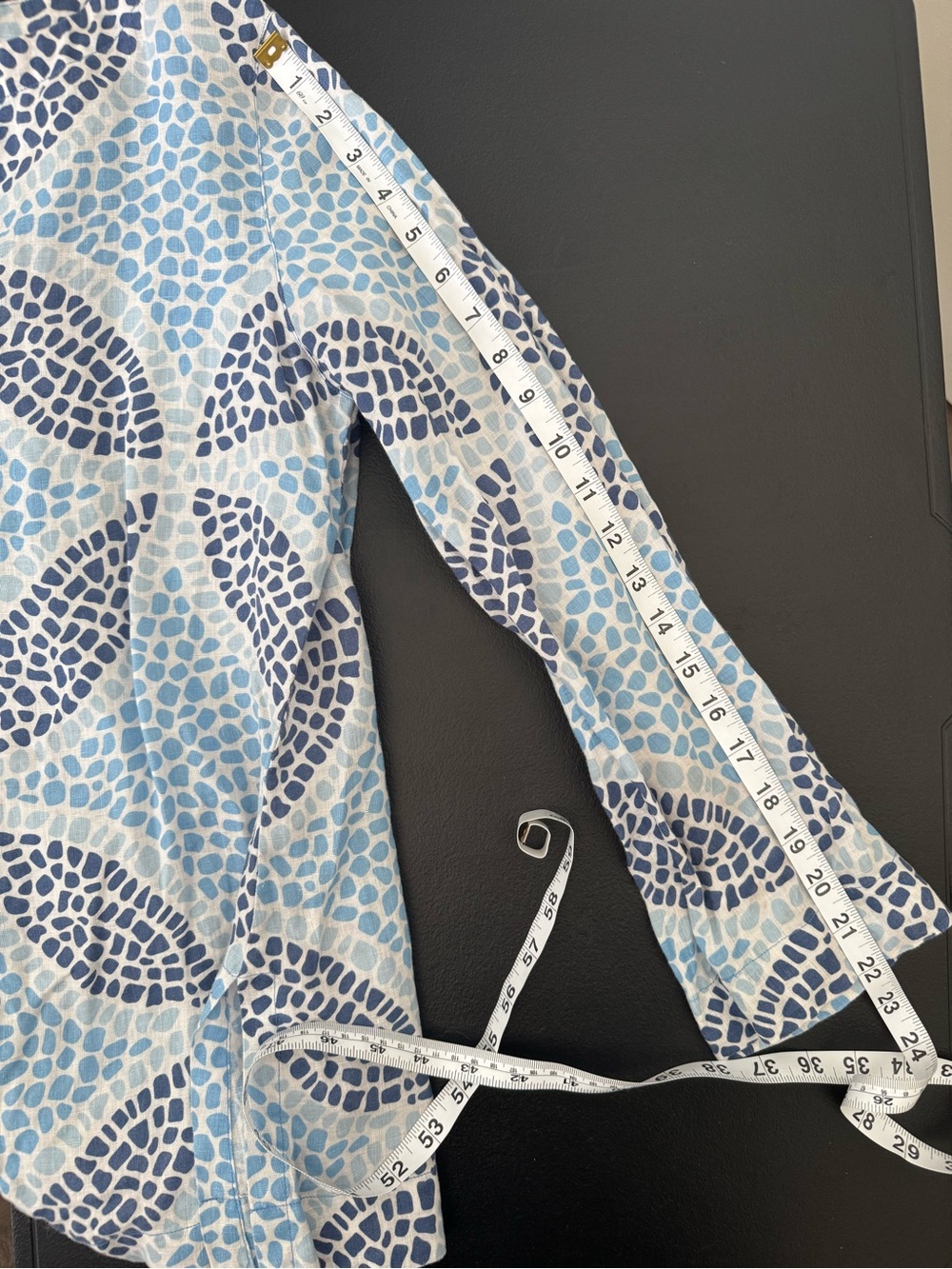 Linen Blue Patterned Tunic - Picture 4 of 4